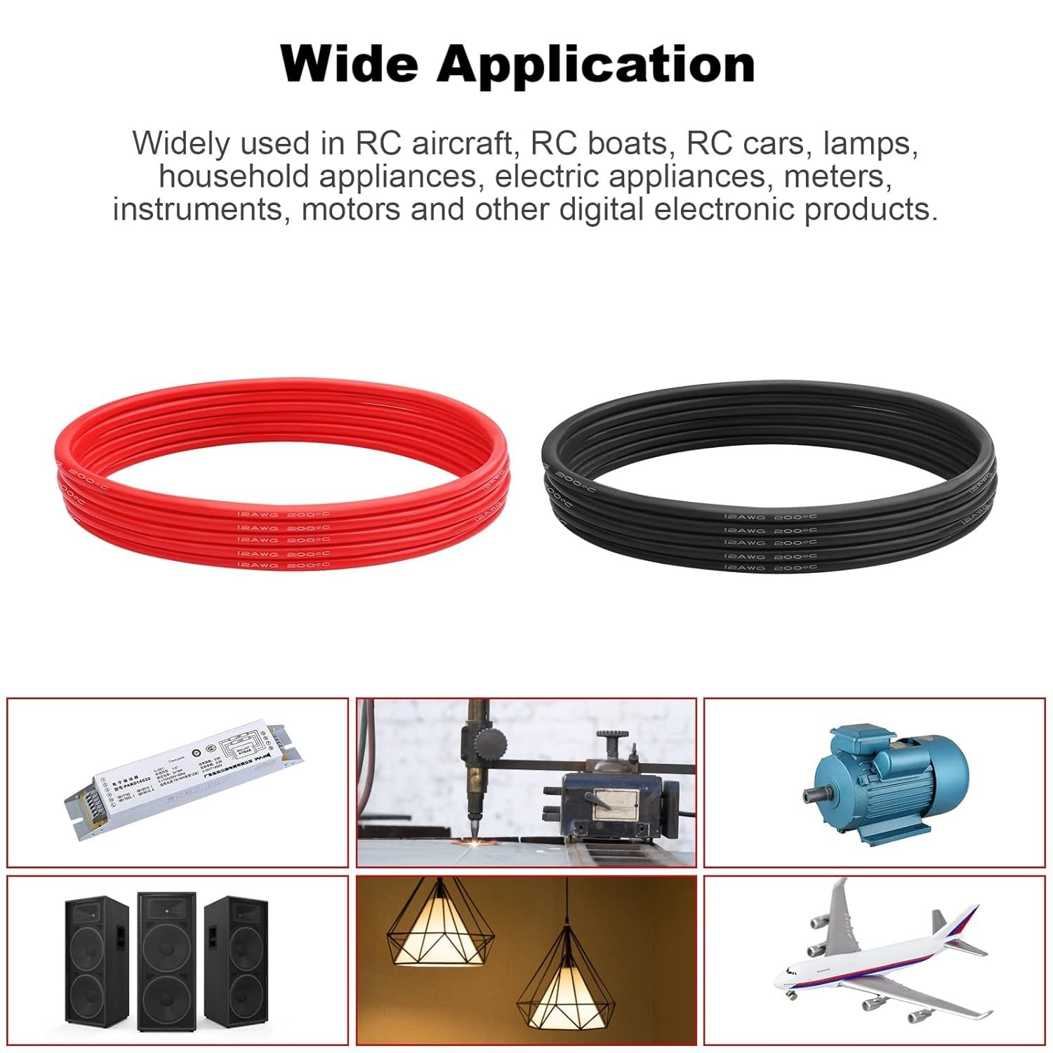 Ozchillon Flexible Silicone Wire 2M Red and Black Pair &ndash; Tinned Copper 12&ndash;28 AWG 12V 600V Heat Resistant Cable for Automotive Electrical LED RC Drones 3D Printer Electronics (20AWG) image number 1