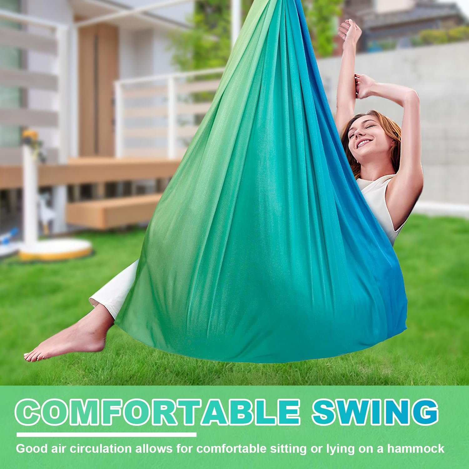 Awobepl Sensory Swing Double Layer Kids Sensory Swing Holds up to 200 Lbs Comfortable Indoor Cuddle Swing with 360&deg; Swivel Hardware for Children Adults Indoor Outdoor image number 3