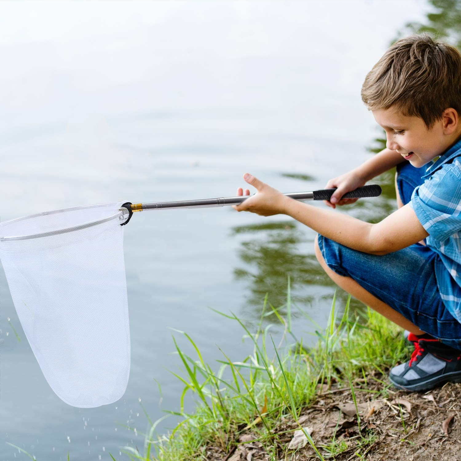 Miners2000 Telescopic Butterfly Nets Stainless Steel Kids Bug Net Outdoor Tools Insects Fishing Net with Storage Bag Extendable from 15 Inches to 59 Inches White image number 5