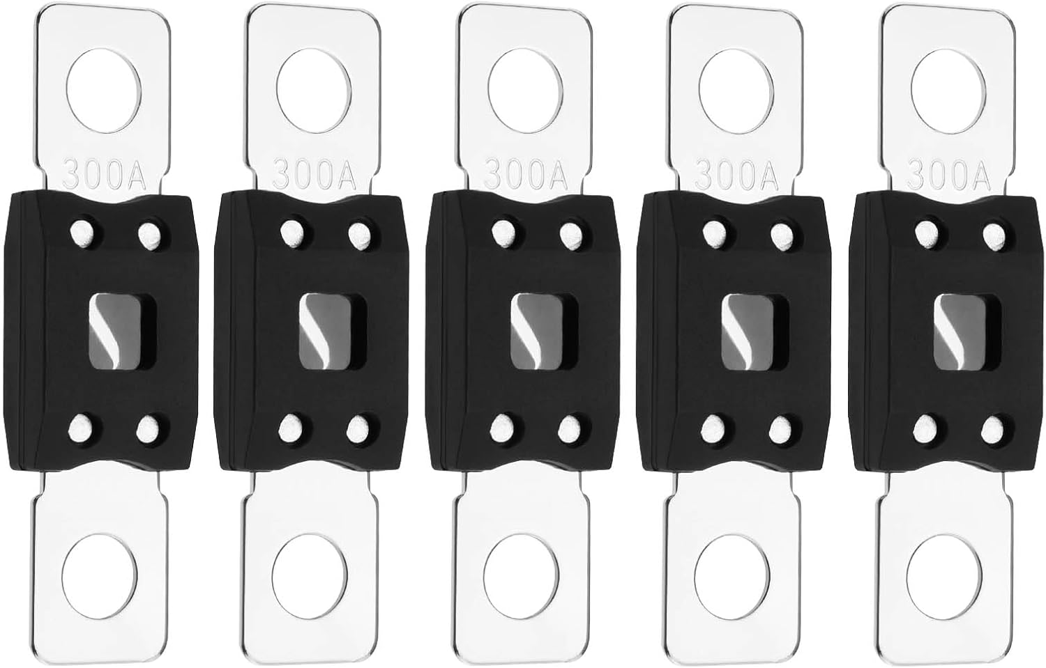 5Pcs 300A 58V Mega High Current Car Fuses Bolt-On Design Copper Alloy Car Safety for Cars Trucks Construction Vehicles Agricultural Machinery Buses and Caravans