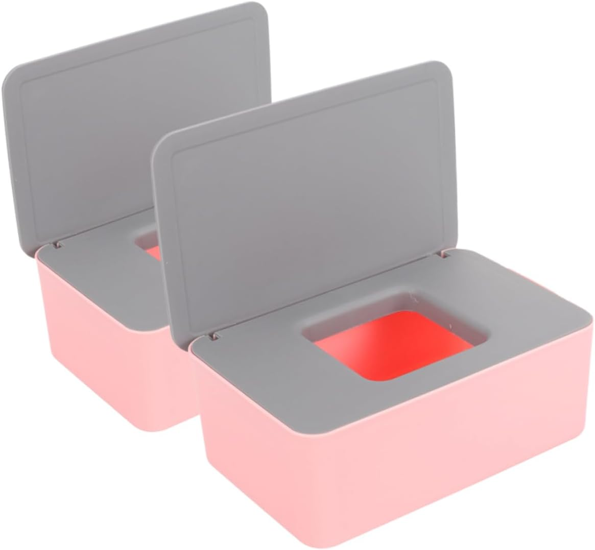 Garneck 2Pcs Portable Wipe Dispenser Stylish Wet Tissue Storage Box for and Home Use Airtight Seal Keeps Wipes Fresh and Moist for Diaper Bags and Outdoor Activities image number 3