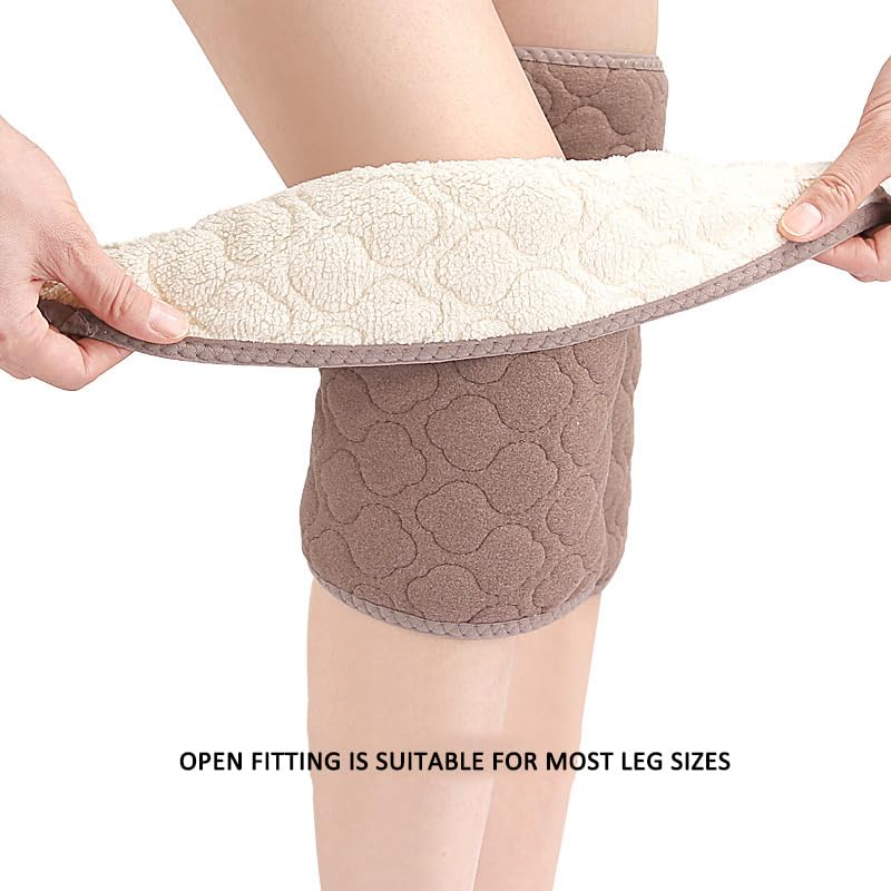 Knee Warmers for Women Men, Thermal Plush Padded Knee Braces Leg Warmers, Warm Knee Support Pads, Adjustable Winter Thicken Knee Wrap Sleeves, for Joint Pain Arthritis, Skiing Cycling Yoga (Dark Gray) - Dark Gray image number 5