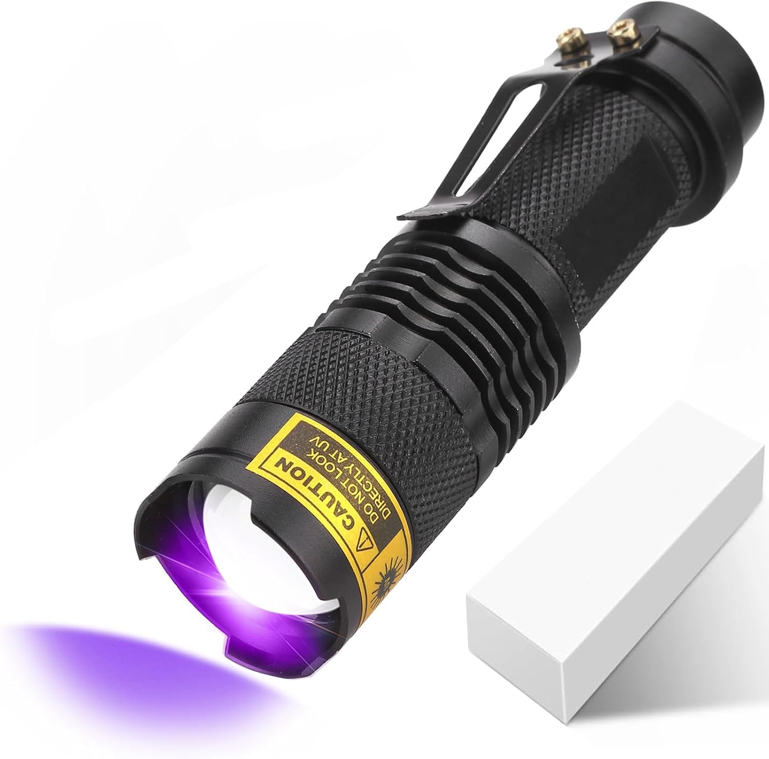 UV Torch LED Flashlight, 395Nm Ultraviolet Blacklight Portable Mini Flashlights Black Light Detector Zoomable with Clip, AA Batteries Not Included image number 5