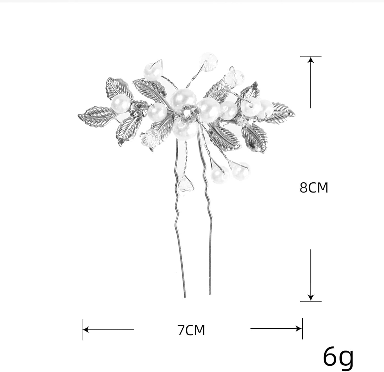 Wendalern Wedding Crystal Hair Clip Crystal Beads Hair Clips Rhinestone Bridal Hair Pin Silver Leaf Pearl Headpiece Decorative Hair Accessories for Women and Girls image number 4