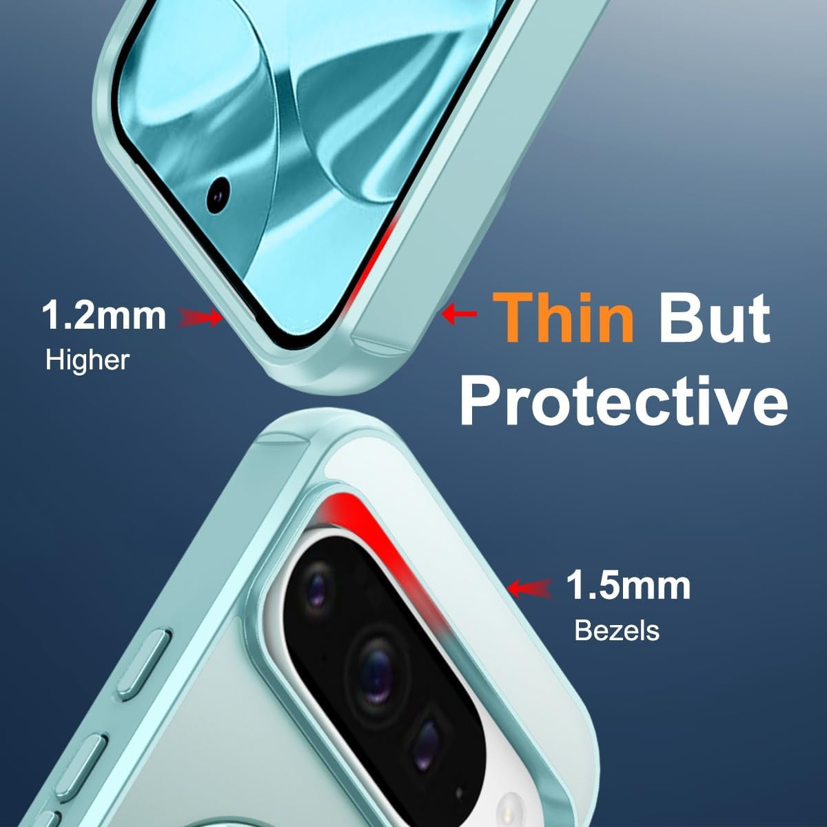 ELEPIK for Google Pixel 10 Pro XL Case with Adjustable Ring Stand, [Compatible with Magsafe] [Wireless Charging Compatible] Military Grade Magnetic Protective Phone Cover, Blue image number 5