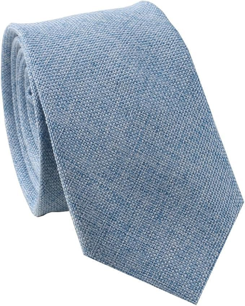 Skinny Ties for Men, Solid Denim Cotton Tie, Plain Ties Assorted with Stripe/Plaid image number 2
