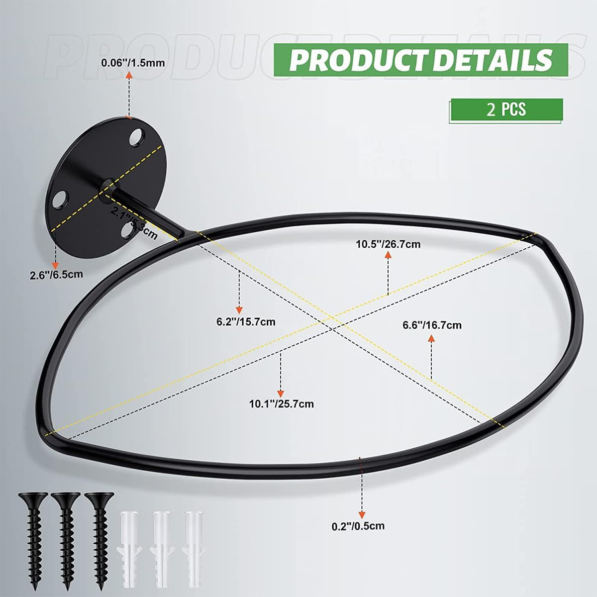 AIMALL 2-Piece Black Iron Wall-Mounted Rugby Rack, 10.5&times;6.6In Space Saving Wall Mounted Rugby Holder &ndash; Heavy-Duty Sports Equipment Organizer for Garage & Game Room image number 5