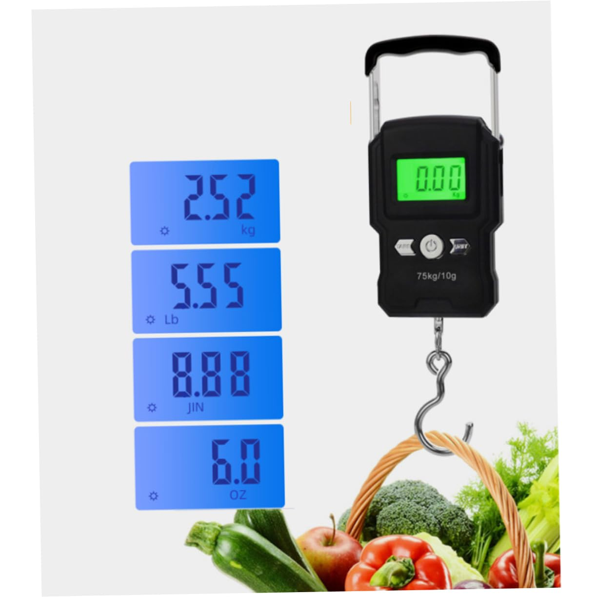 SAFIGLE Mini Luggage Scale 75Kg/10G Digital LCD Display Compact Convenient Handheld Weighing Scale ABS Steel for Travel Fishing image number 2