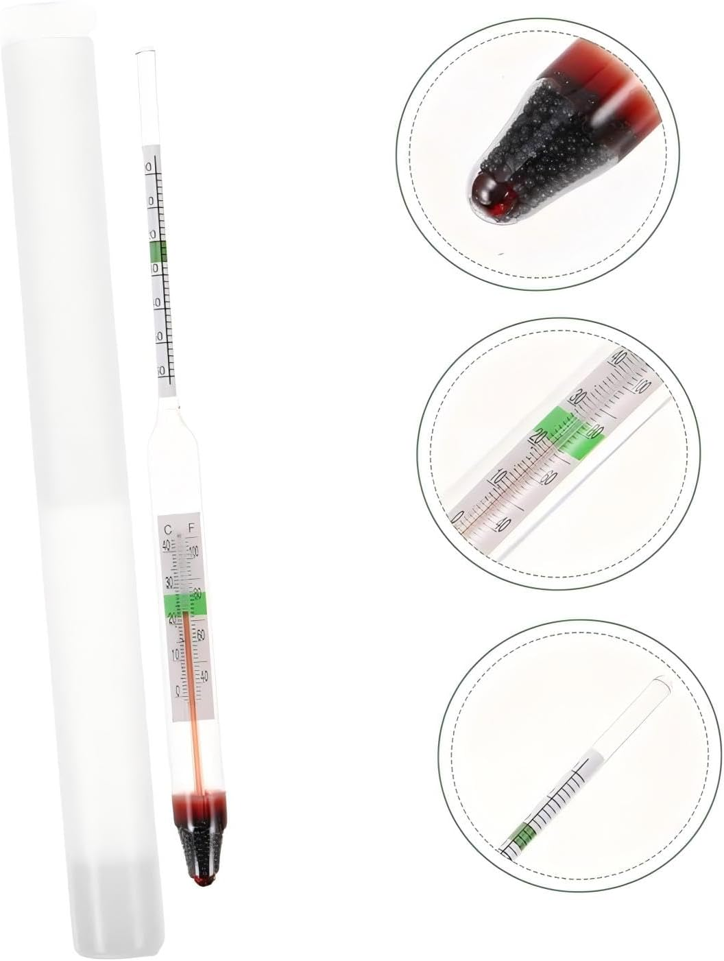 Seawater Fish Tank Density Meter, Saltwater Meter Salt and Brine Hydrometer Sea Water Quality Tester Aquarium Salinometer Aquarium Areometer Glass Plastic Sea Salt Water image number 4