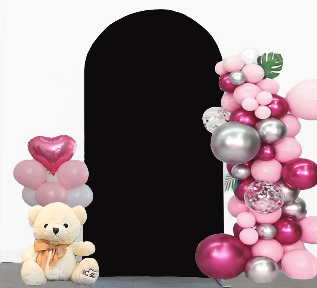 Black Wedding Arch Cover 7.2 FT, 7.2 FT Arch Backdrop Cover, Black Arch Backdrop Stand Cover for Party Celebration Proposal Birthday image number 2