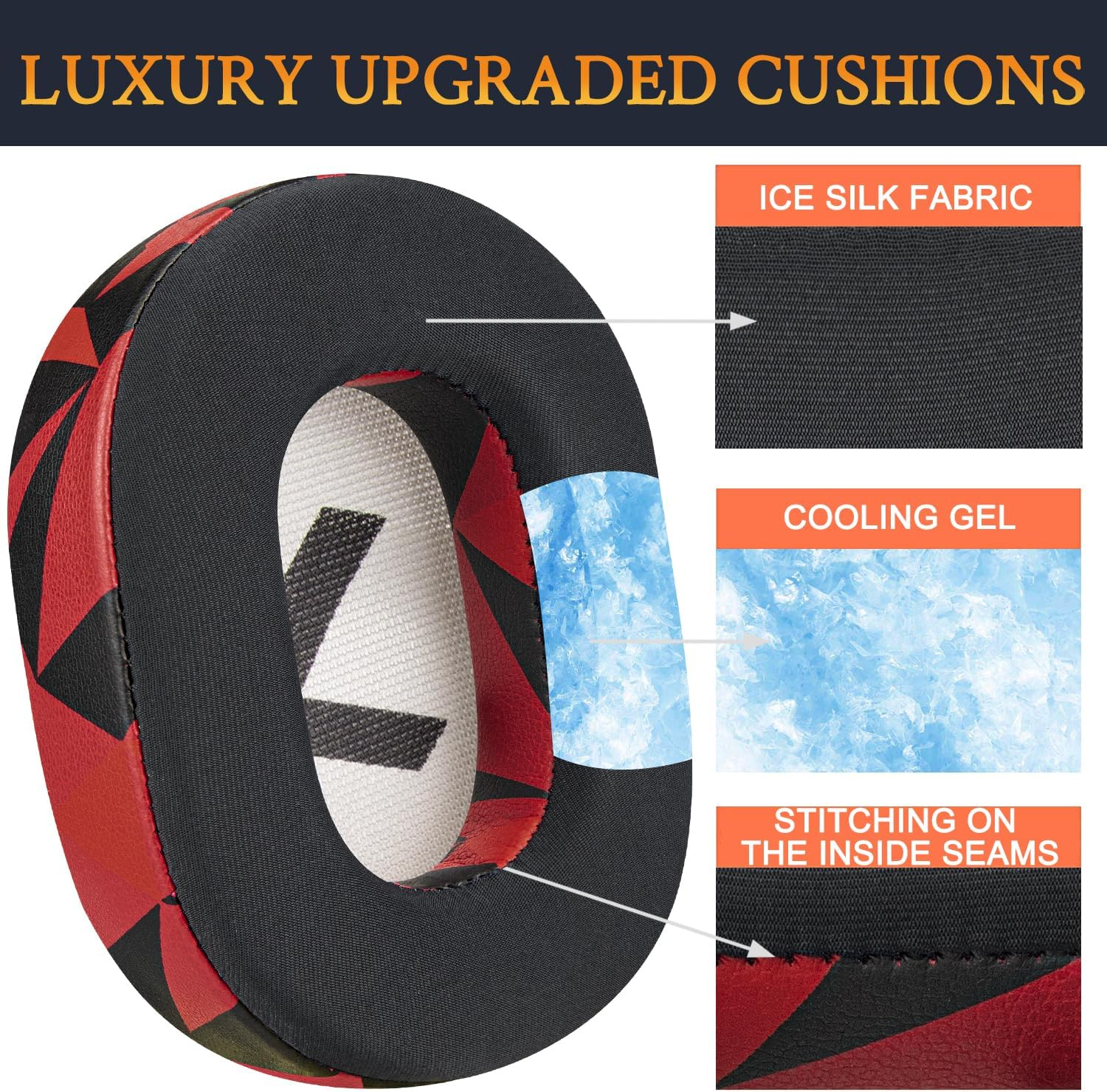 SOULWIT Cooling Gel Earpads Replacement for Plantronics Backbeat Pro 2, Voyager 8200 UC Headphones, Ear Pads Cushions with High-Density Noise Isolation Foam (Red Storm) image number 5