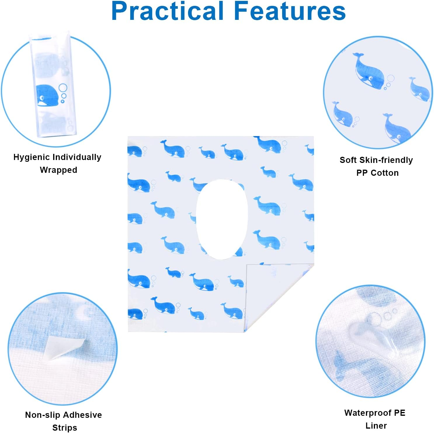 Toilet Seat Covers Disposable, 41 Pack Extra Large Disposable Toilet Seat Covers for Adults, Individually Wrapped Potty Training Liners with Non-Slip Adhesives for Kids in Home, Restrooms & Travel