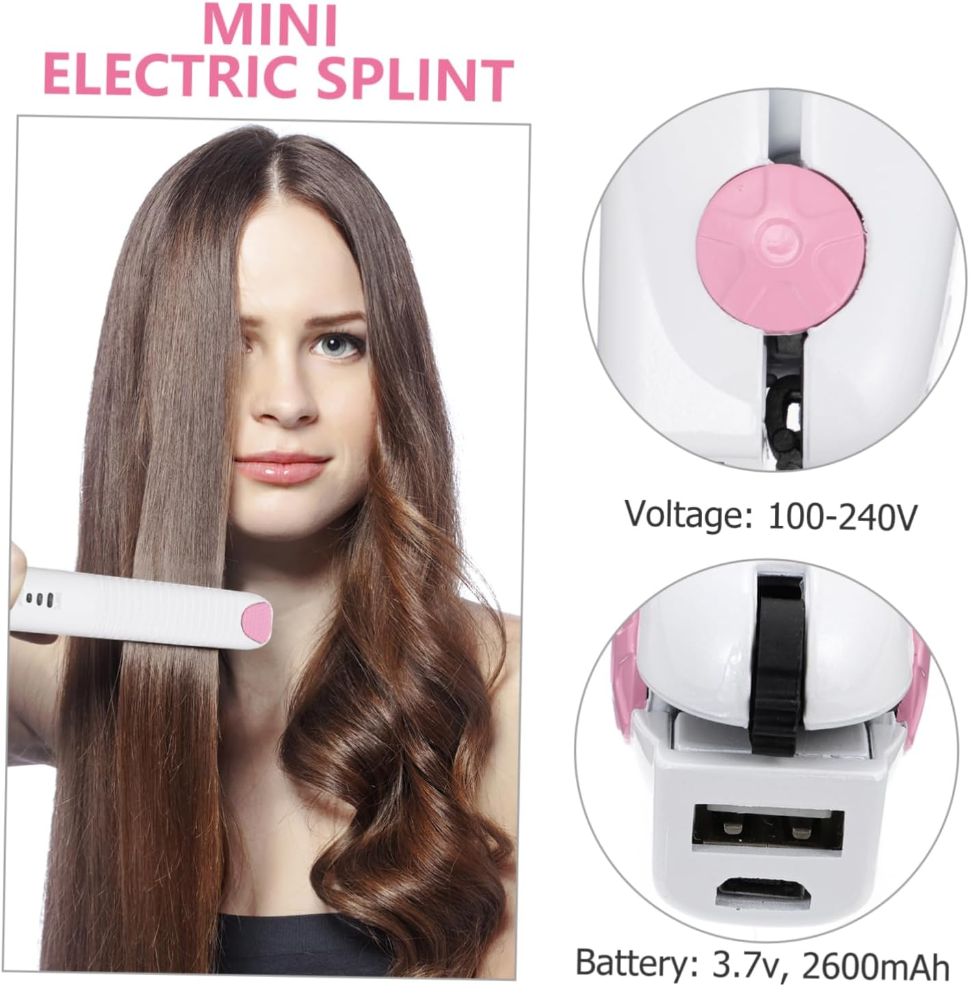 KAILIKETIY Inspired Mini Hair Straightener Curler Cordless Rechargeable Wireless Travel for Women Men image number 4