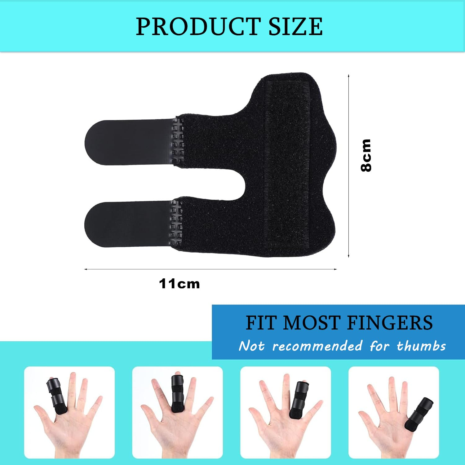 4Pcs Finger Splints, Finger Support Brackets, Finger Splint Broken Finger Stabilizer for Straightening Arthritis Fingers Broken and Strained Arthritis (Black) image number 2