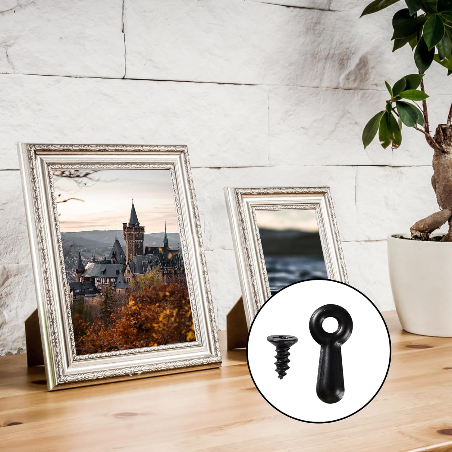 200 Sets Picture Frame Turn Button Fasteners Black Metal Picture Frame Hardware Backing Clips Picture Framing Supplies with 200 Screws for Hanging Pictures, Craft, Photos image number 5