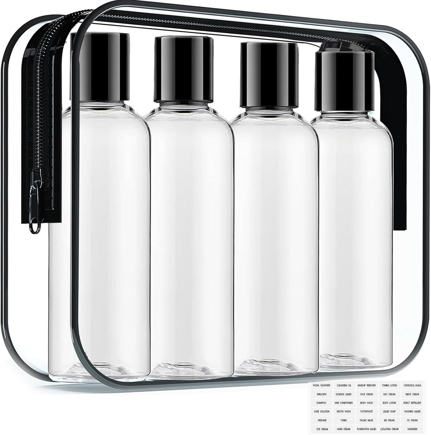 Toiletry Travel Bottles, 4Pack 3.4Oz/100Ml - Squeezable Plastic Containers with Flip Caps - Refillable Cosmetic Kit for Shampoo, Conditioner, Lotion, and Travel Essential- Brown