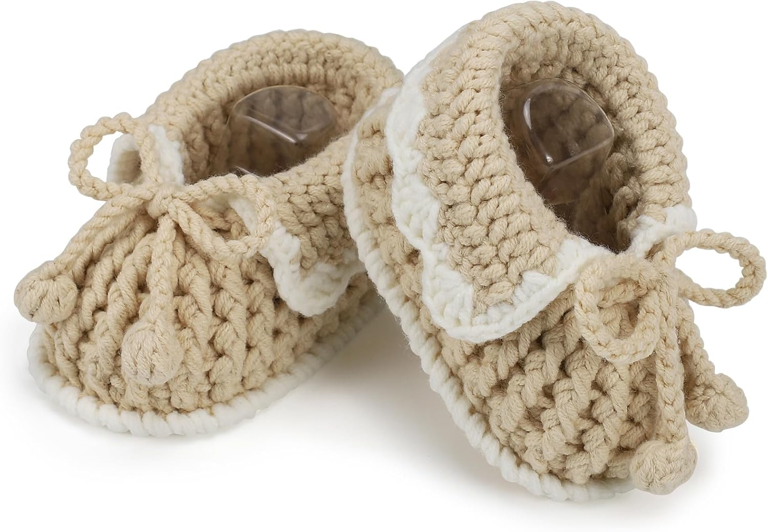 KARUNEL Baby Booties Newborn Sock Shoes Hand Crochet Knit Cotton Bootie Soft Cozy Ankle Boots for Infant Boys Girls