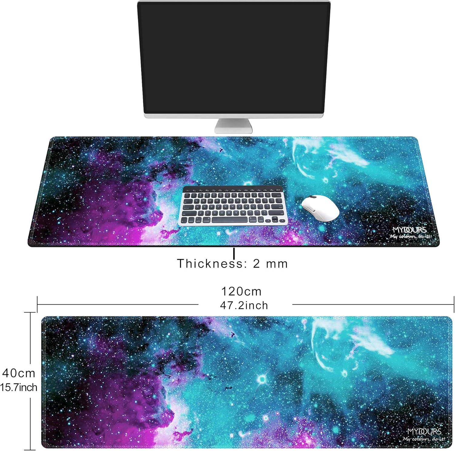 Mydours XXL Gaming Mouse Pad 120 X 40Cm, Extra Large Mouse Pad with Fabric & Non-Slip Rubber, Desk Pad for PC Gaming & Office Workspace, Desk Pad for Keyboard & Computer Accessories (Universe) image number 5
