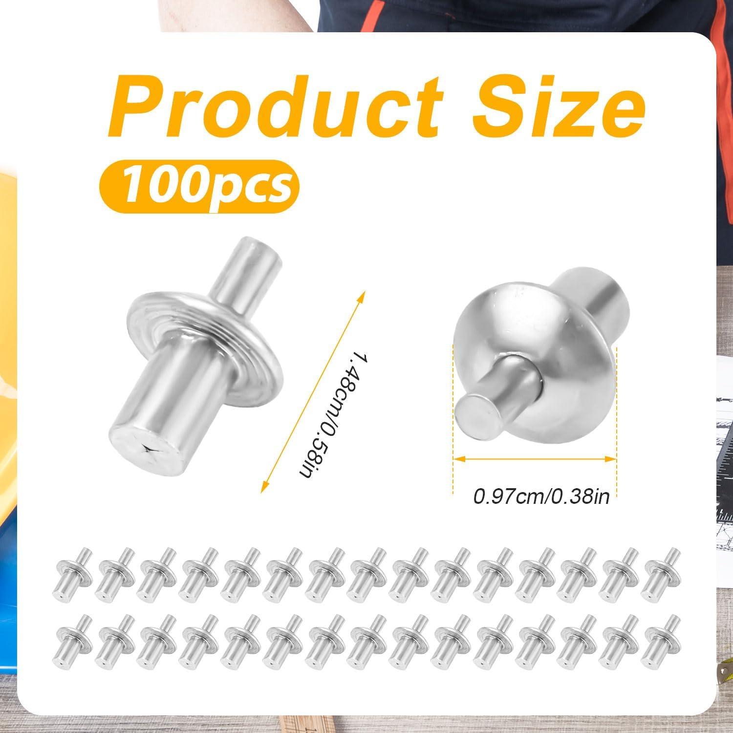 100Pcs Hammer Rivets, Aluminum round Head Rivets Percussion Rivets Solid Rivets Percussion Type Expansion Rivets for Home Electronics