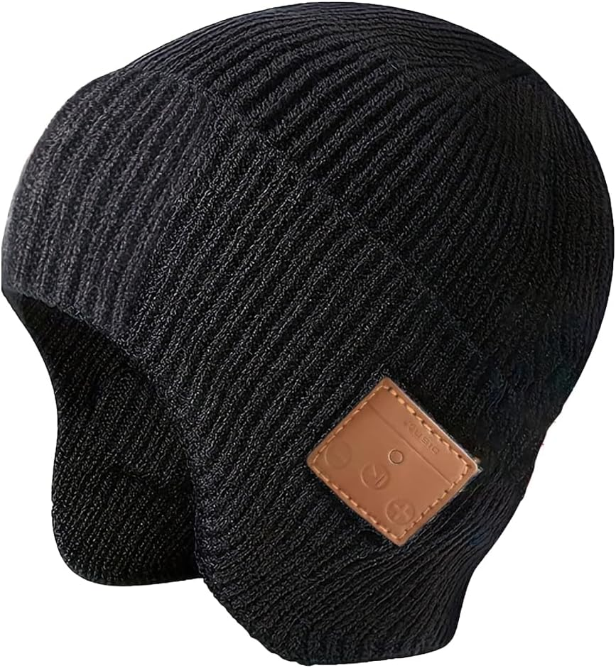 Lezhifeiwan Bluetooth Beanie Winter Hat with Built-In Wireless Headphones, Black, Music Controls, Warm Knit Cap for Sports and Outdoor Activities image number 3