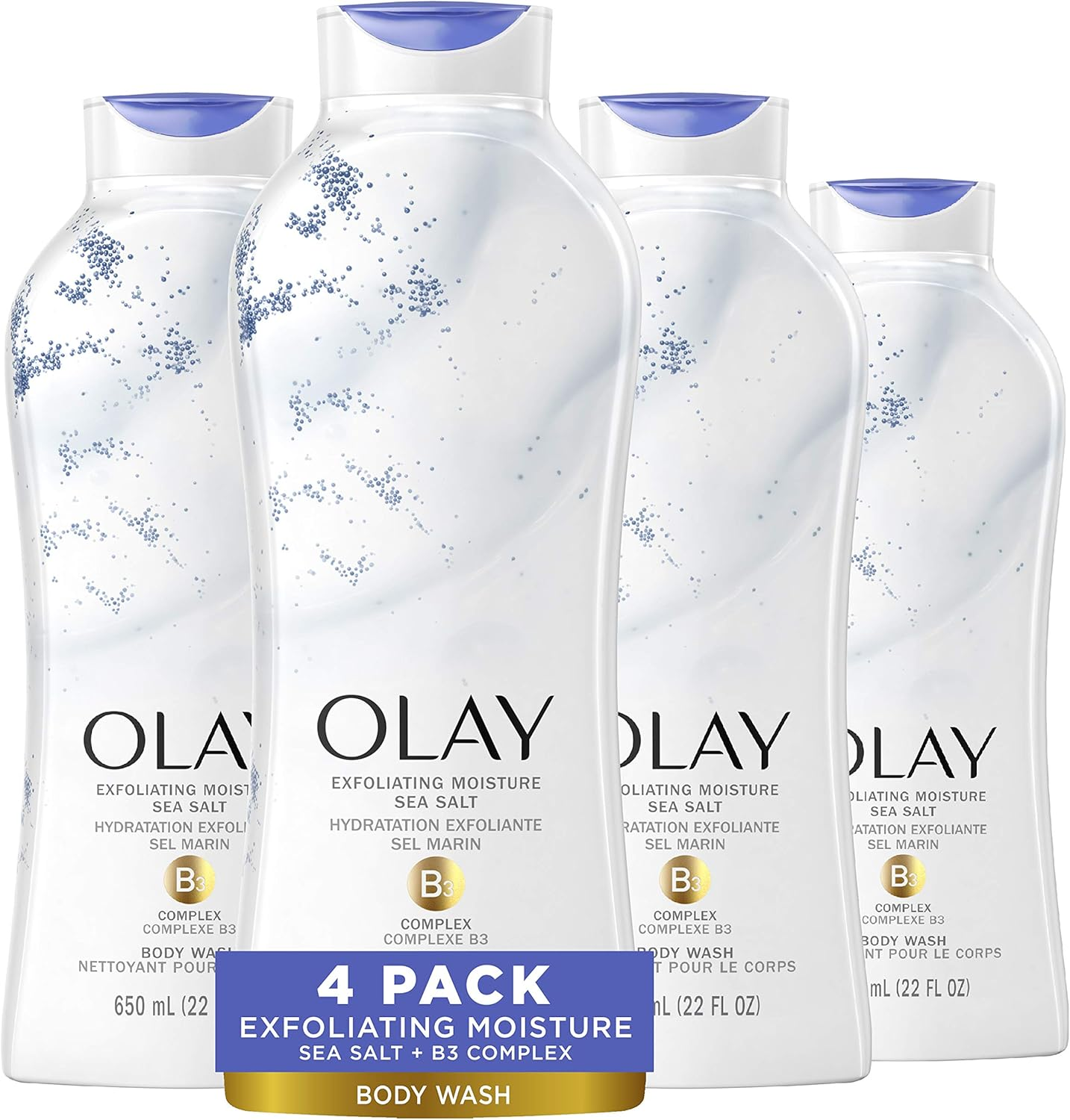 Olay Daily Exfoliating with Sea Salts Body Wash, 22 Oz, (4 Count) image number 3