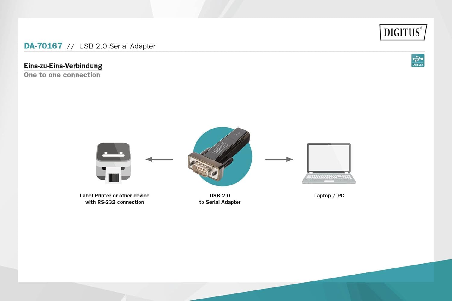 DIGITUS USB to Serial Adapter - RS232 Converter - USB 2.0 Type a to DSUB 9M - PL2303GT Chipset - Includes 80 Cm Cable image number 5