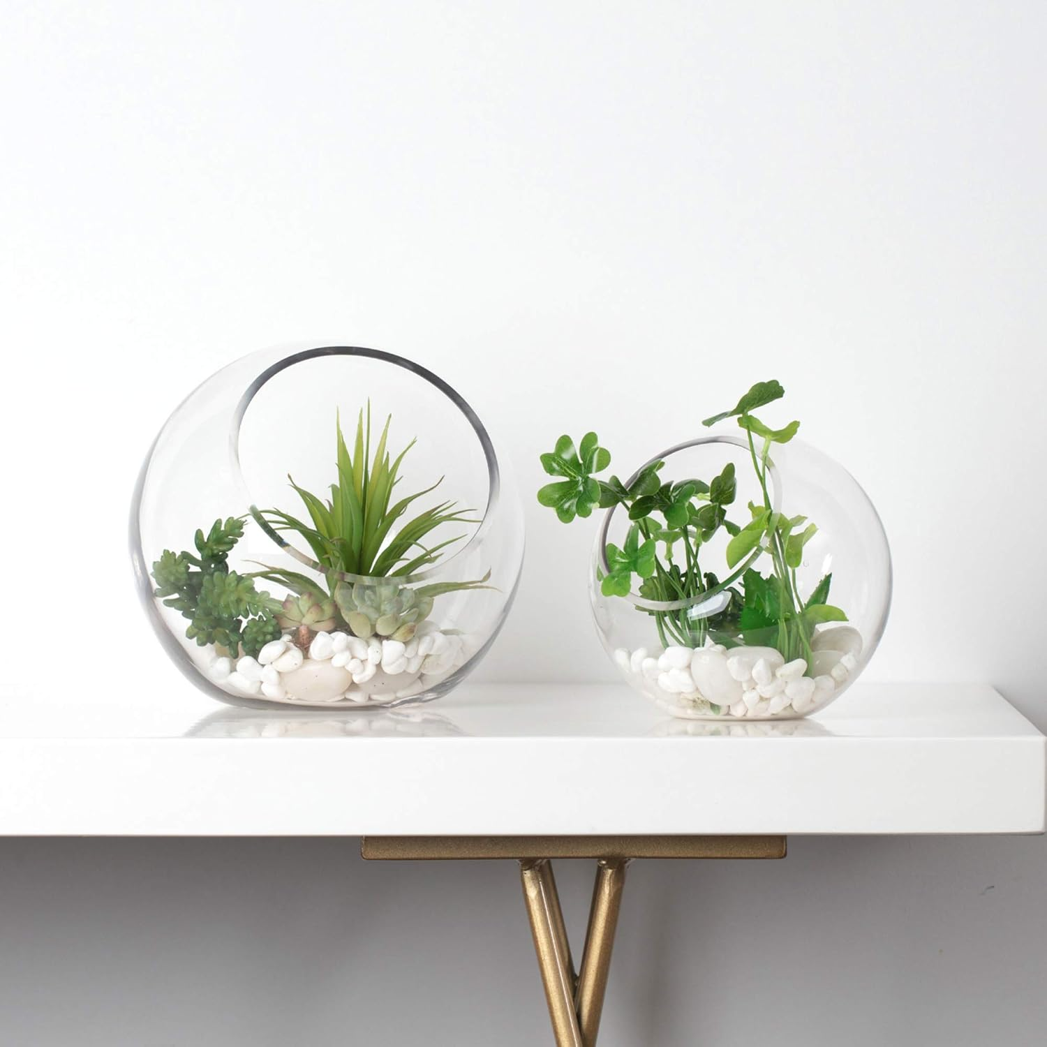 WGV Slant Cut Bowl Glass Vase, Width 9", Height 9", Clear round Globe Planter Terrarium Orb, Candy Dish, Fruit Jar, Floral Container for Home Office Decor, 1 Piece image number 1