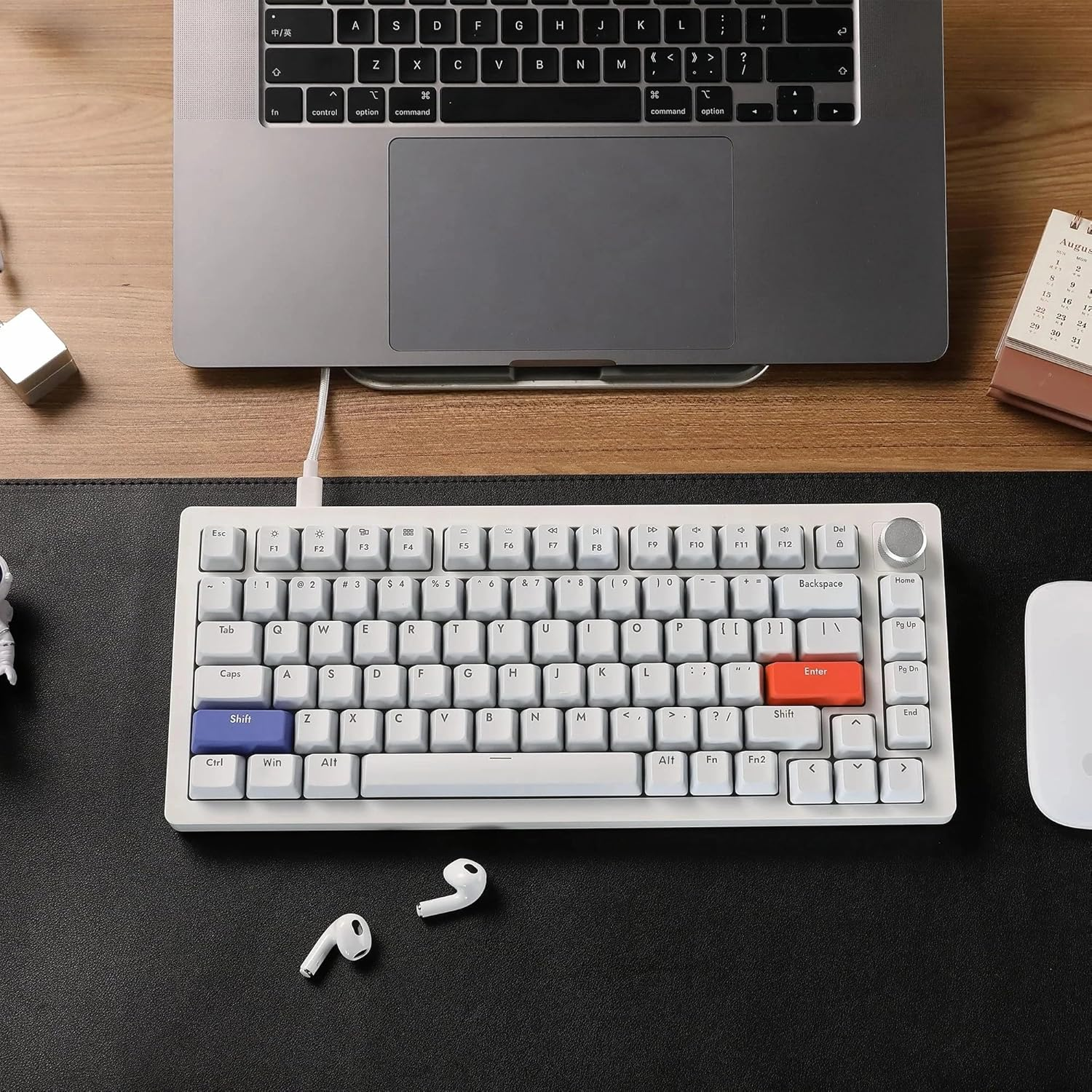 Drunkdeer A75-Mechanical-Keyboard, TKL Gaming Keyboards, Hyper Fast Magnetic-Switch, RGB Wired USB Compact 82 Keys with Knob White image number 3