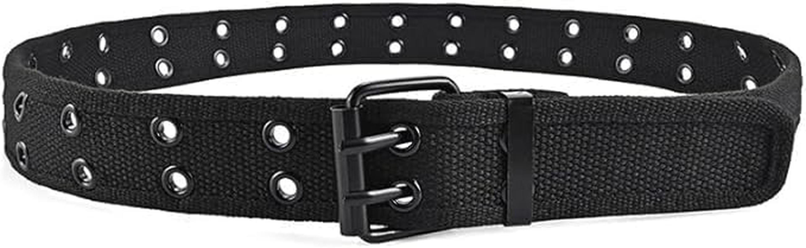 Grommet Canvas Belts Two-Hole Jeans Vintage Buckle Punk Belts for Men and Women image number 1