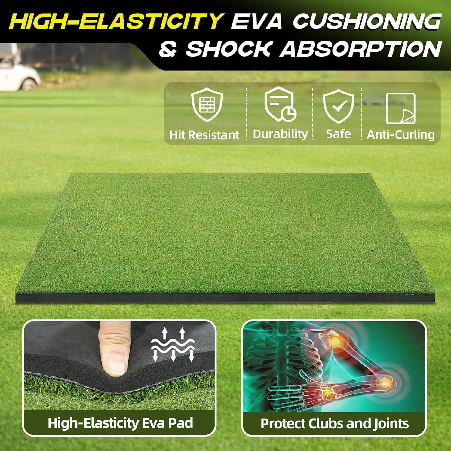 Thickened Golf Mat, 1.5 M X 1 M Heavy-Duty Golf Hitting Mats Practice Outdoor/Indoor, Elite Dense Artificial Turf Matt Training Aid for Backyard/Garage/Driving Range/Simulators image number 4