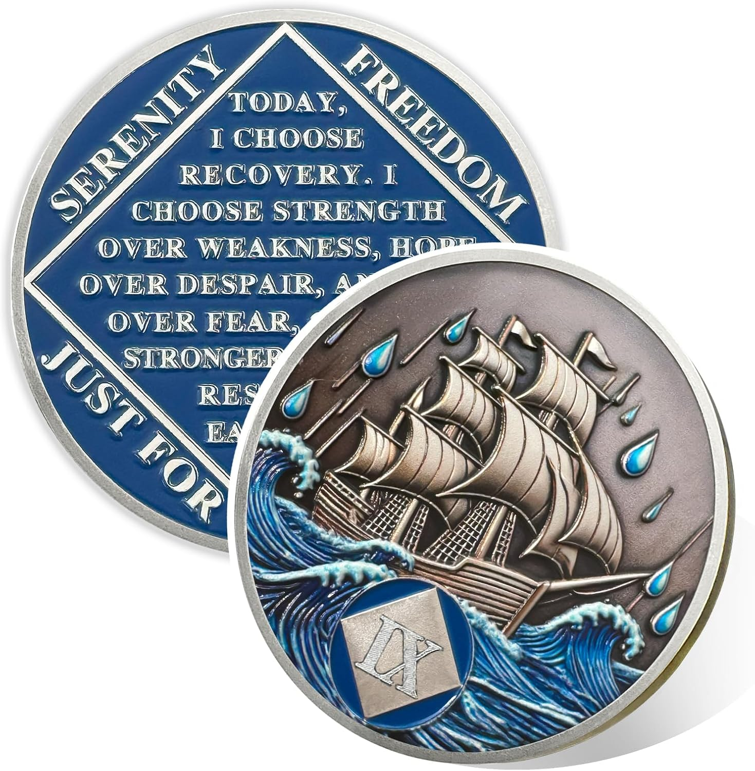 Nautical 2 Year Sober Coin- Affirmation Sober Coin -AA Chips and Medallions &ndash; Addiction Recovery AA Coins &ndash; Narcotics Alcoholics Anonymous Sobriety Gifts for Women Men