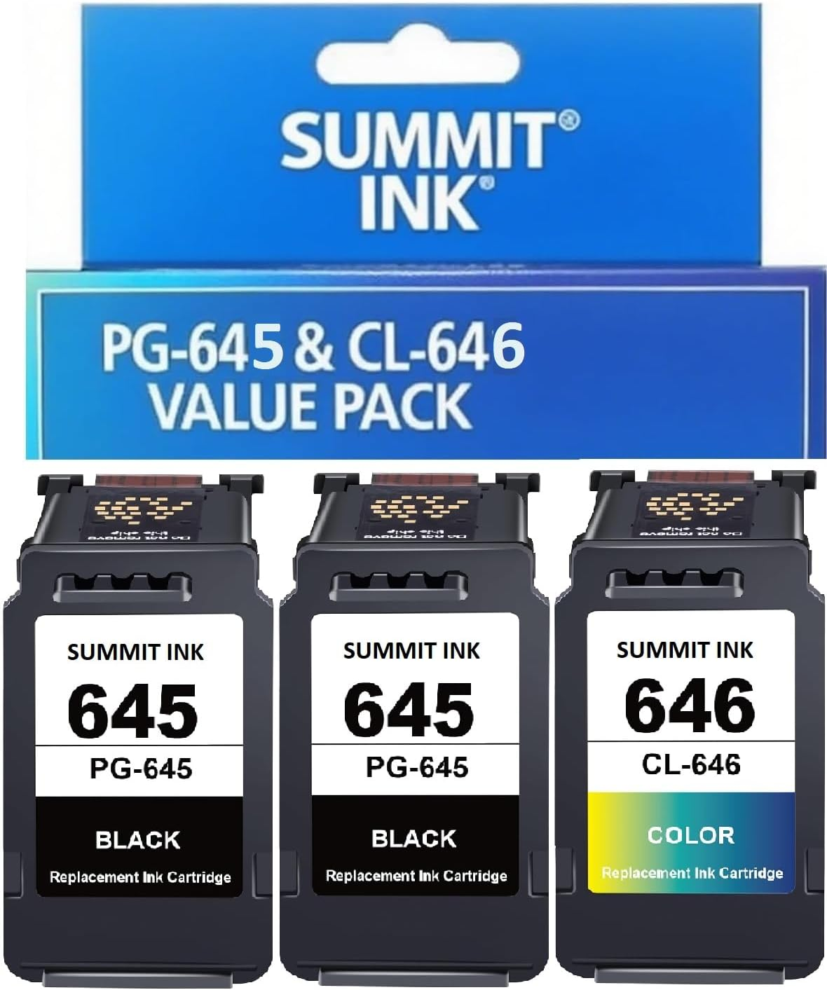 Summit Ink PG-645 and CL-646 Triple Pack Ink Cartridges, Compatible with Canon Pixma TR4665, TR4560, MX496, TS3165, TS3460, TS3160