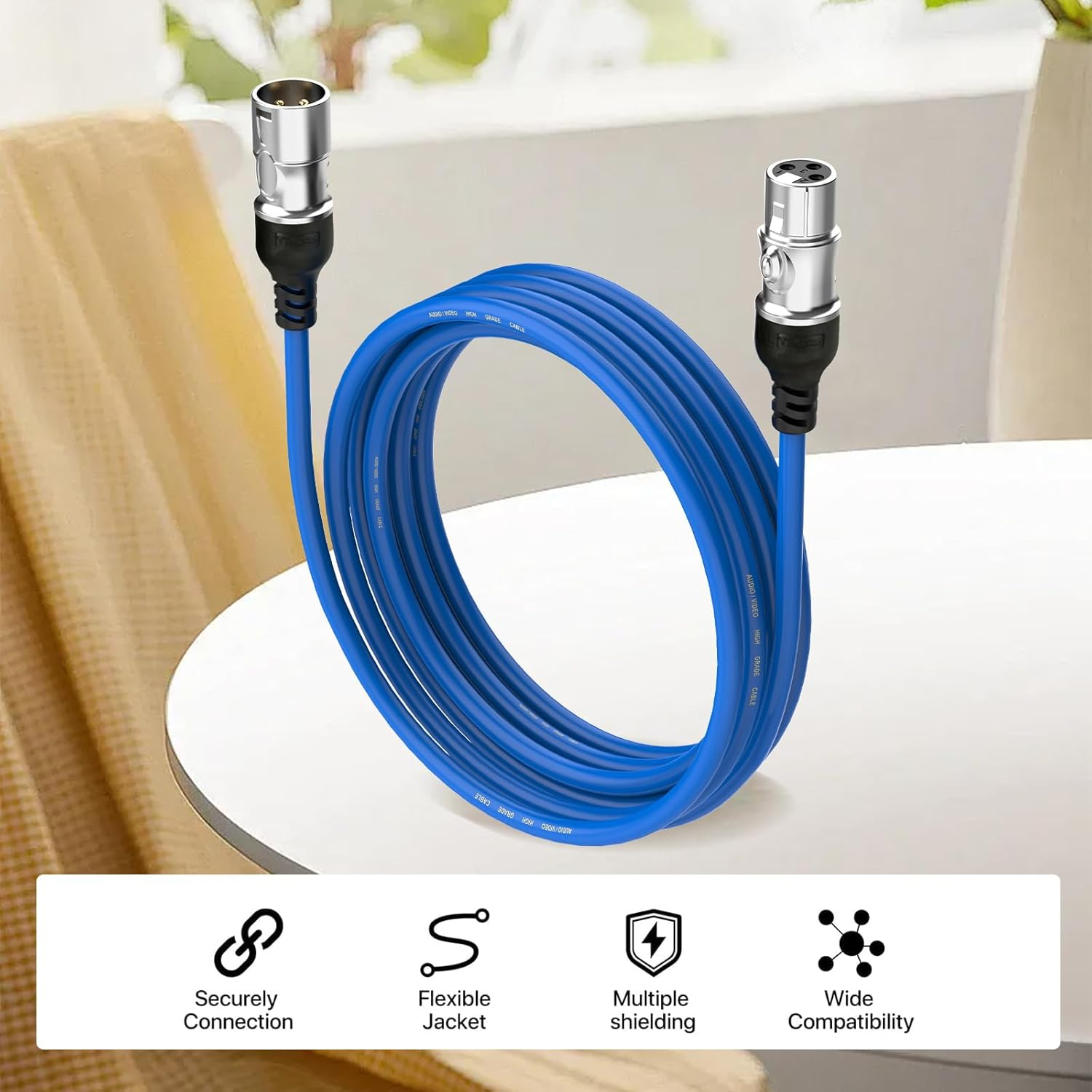 TEKERA XLR Cables 6-Pack &ndash; Colored XLR Male to Female Mic Cables, 3-Pin Balanced Microphone Audio Snake Cords for Studio, Mixer, Live Sound & Recording Equipment，0.5M image number 5