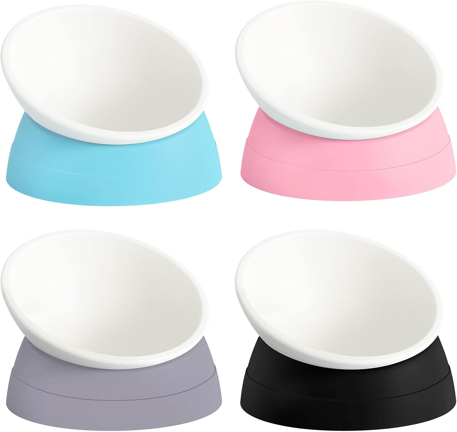 Hi, Ravitat Cat Bowls Elevated Cat Food Bowl Adjustable Cat Dish Anti-Slip and Anti-Noise Raised Cat Bowl Protecting Pet&rsquo;S Spine Thickened Plastic Bowl Suitable for Indoor Cats, 17 Oz