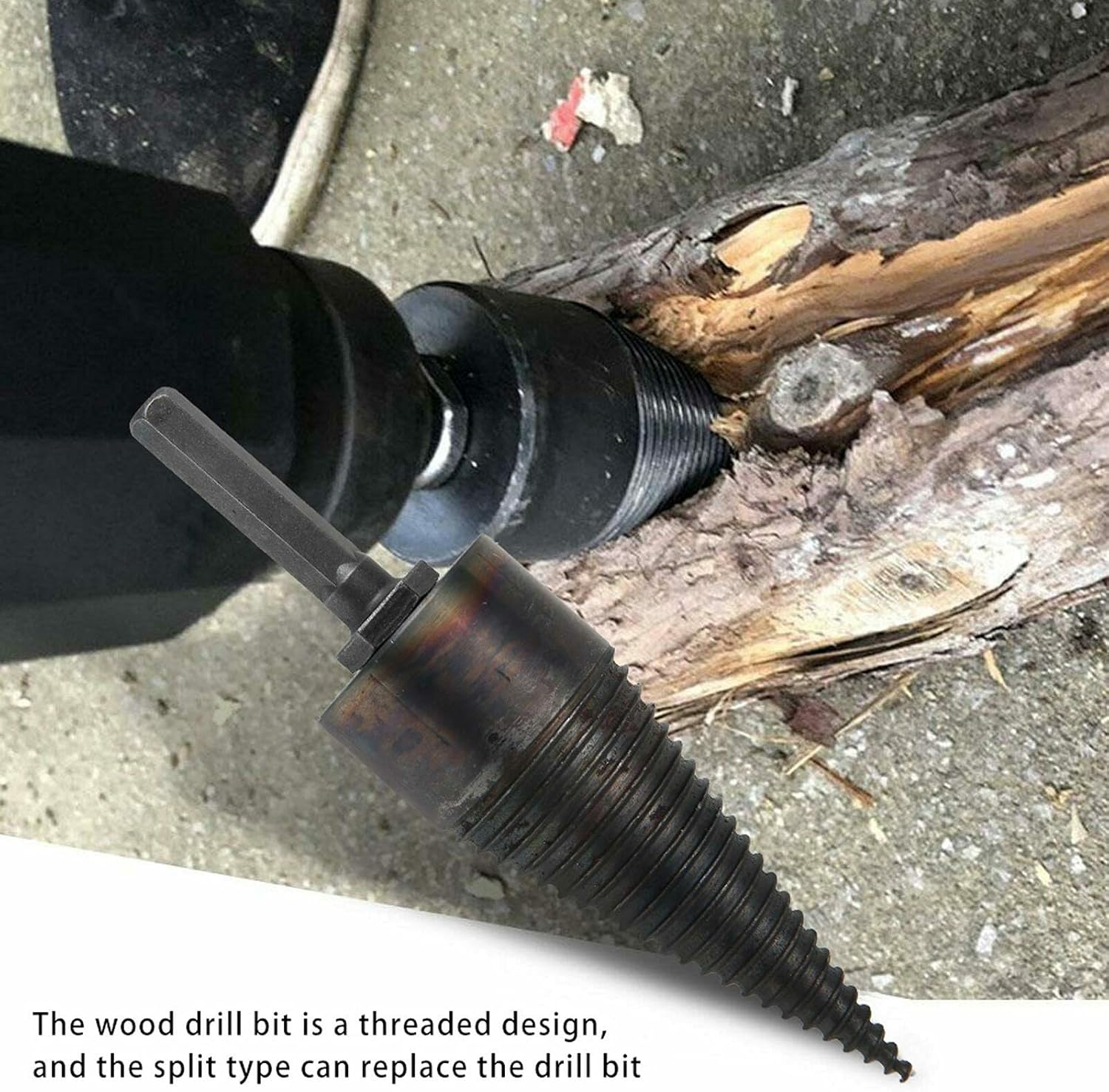 High Speed Twist Firewood Drill Bit Wood Splitter Screw Splitting Cone Driver (42Mm Square Shank) - 42Mm Square Shank image number 3