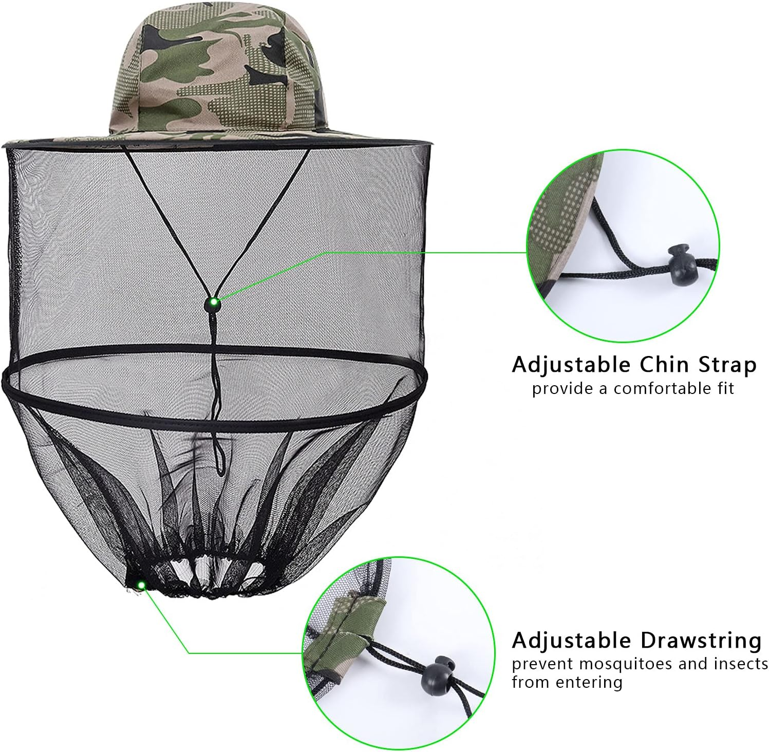 Mosquito Head Net Hat Mesh Sun Protection Hat Anti-Insects Hat with Mesh for Beekeeper Hiking Fishing Camping Outdoor Activities image number 5