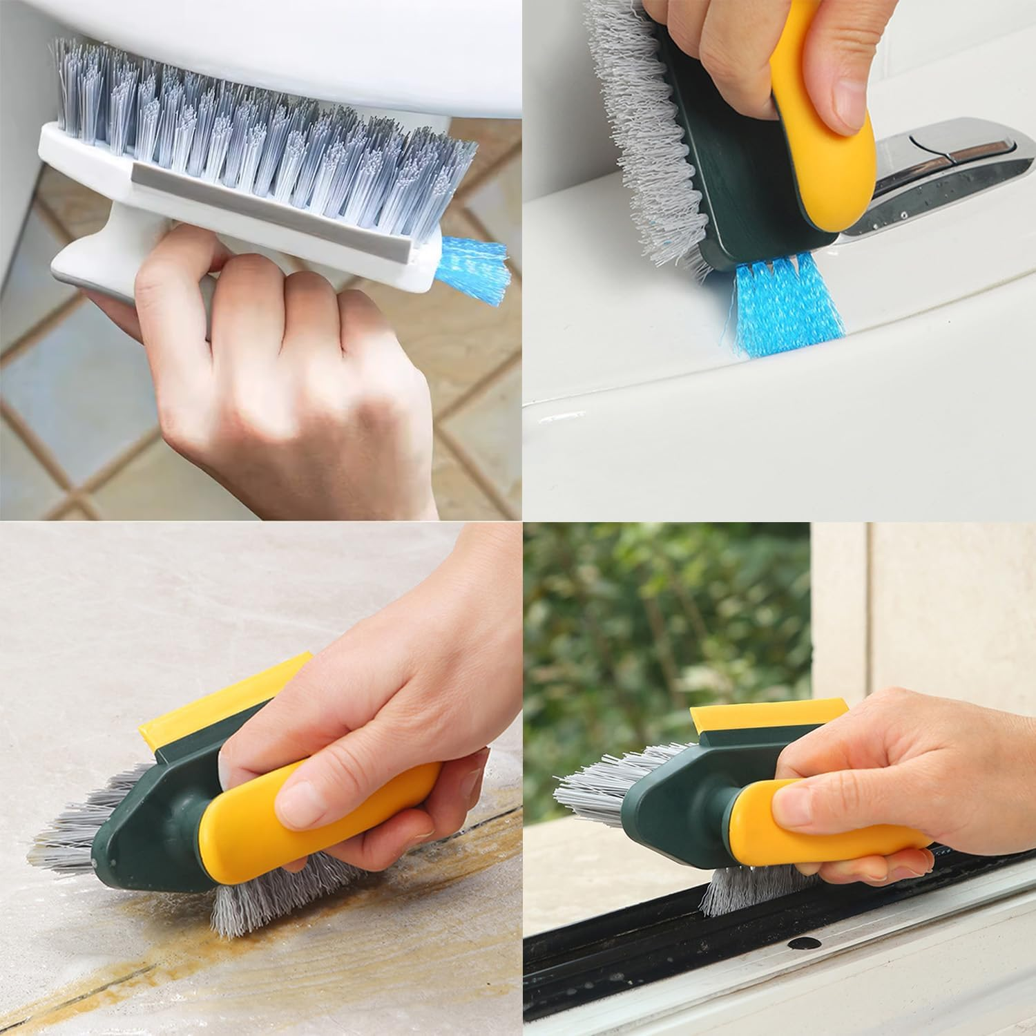 Scrub Brush, 2 Pack Heavy-Duty Cleaning Brushes with Stiff Bristles for Shower, Bathroom, Carpet, Kitchen and Bathtub (Green) image number 4