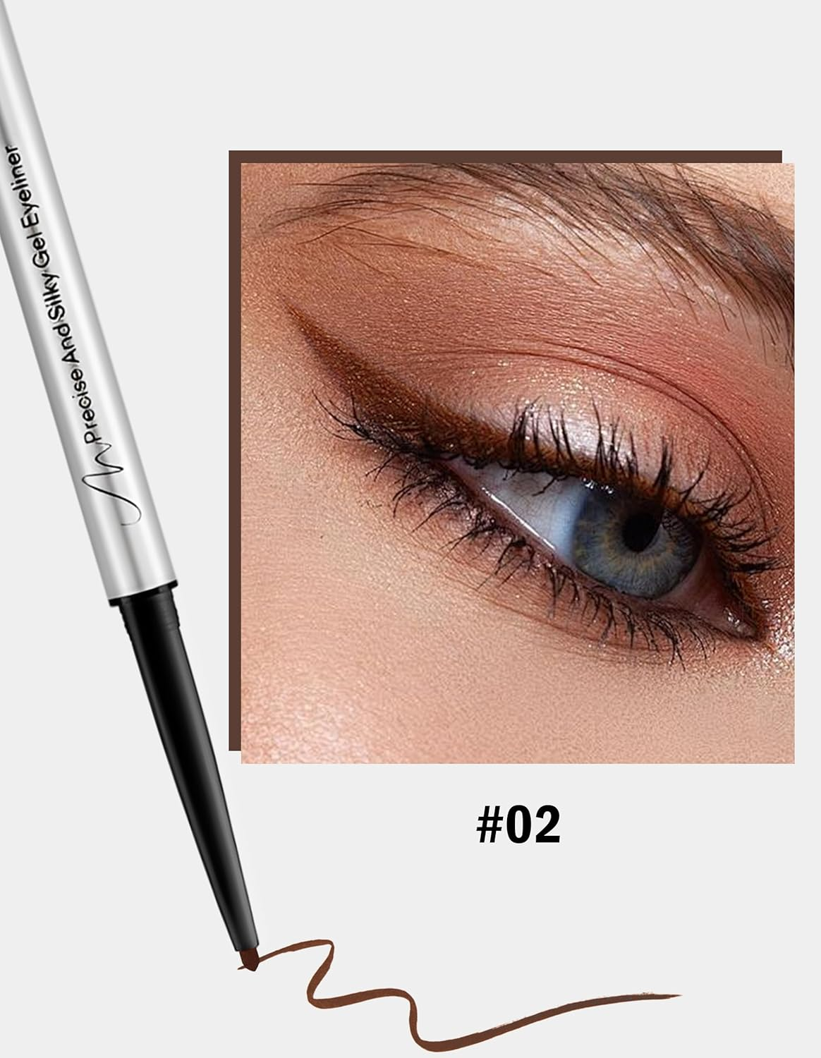 Erinde Braun Gel Eyeliner, Waterproof and Long-Lasting Eyeliner Brown Soft & Silky Eye Liner, Highly Pigmented Eye Make-Up, Smudge-Proof, Precise Eyeliner Vegan, Suitable for Beginners #02 image number 1