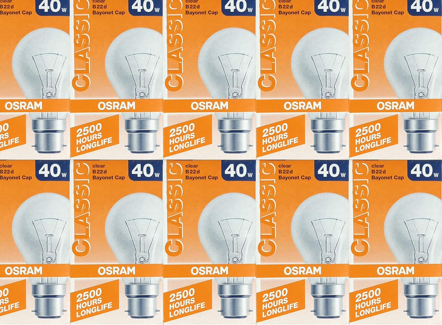 10 X 40W Incandescent Light Globes Bulbs B22 Bayonet Warm White Dimmable Clear image number 2