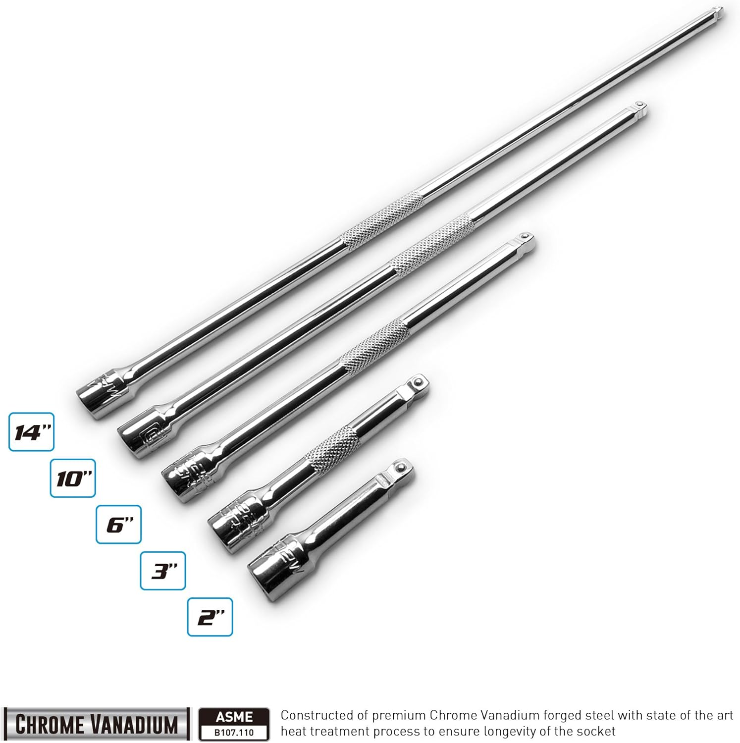 Capri Tools 1/4-Inch Drive Wobble Extension Bar Set, 5-Piece image number 5