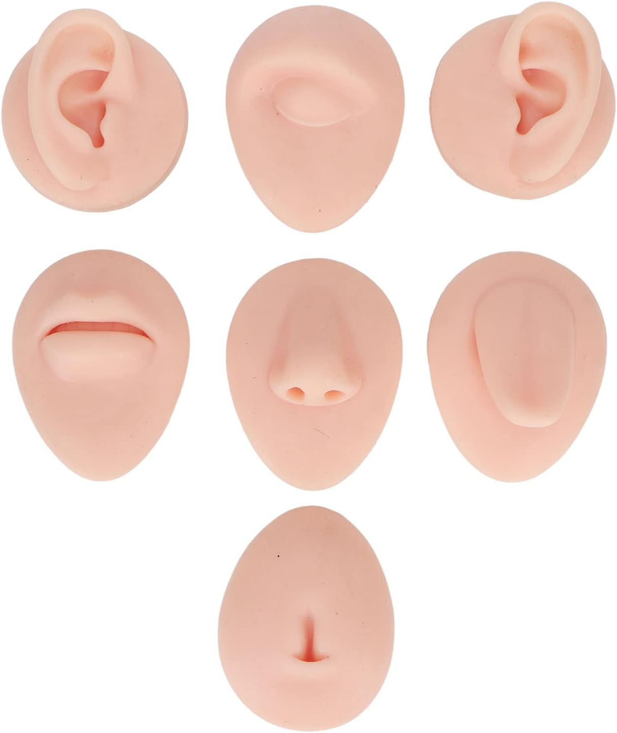 7Pcs Silicone Body Model, Simulation Penetrating Ear Nose Mouth Tongue and Belly Button Teaching Tool image number 6