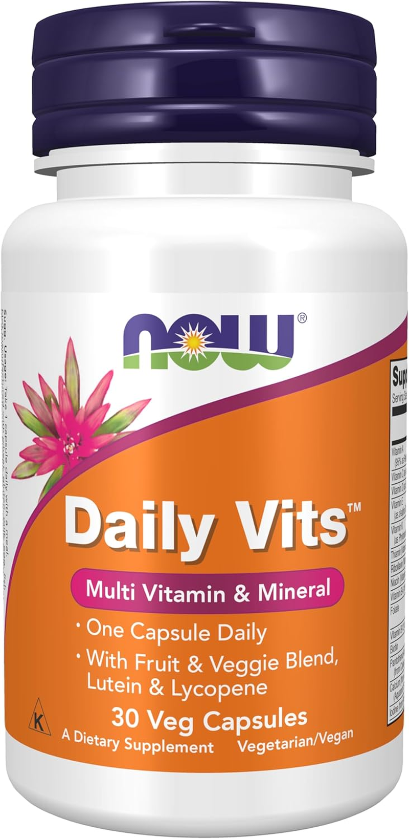 Now Foods, NOW Supplements, Daily Vits&trade;With Fruit & Veggie Blend, Lutein and Lycopene, 30 Veg Capsules image number 2