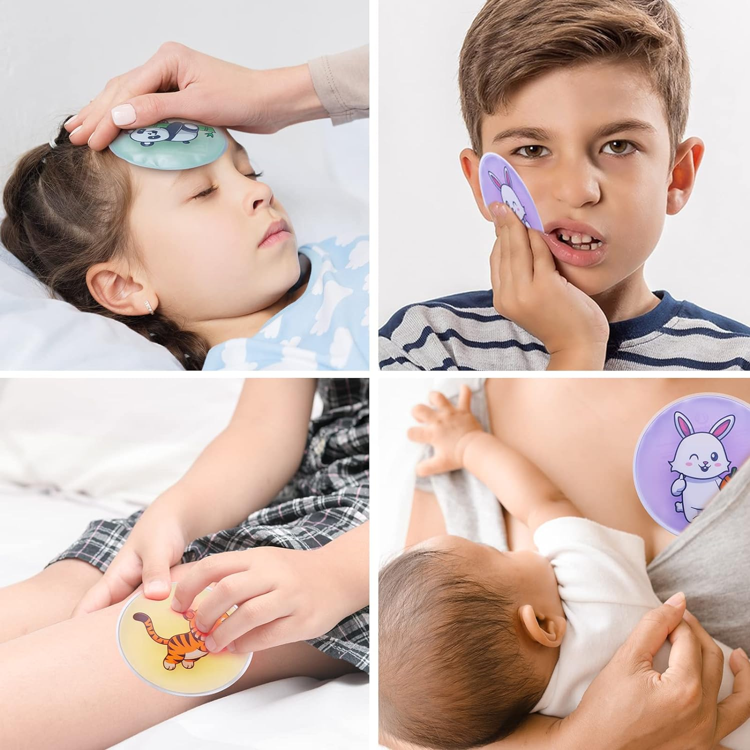 U-TOO Kids Ice Pack 3 Packs of Cute Animal Kids Ice Pack, Reused Hot and Cold Gel Bags, Kids Ice Pack Relieve Pain, Fever, Arm, Exercise Damage, Wisdom Tooth Pain image number 3