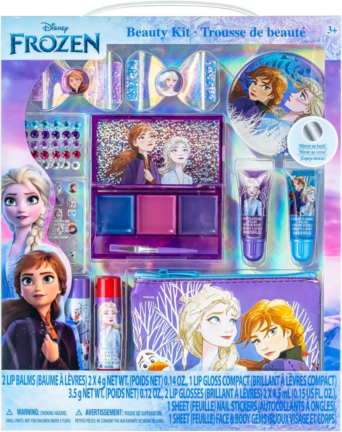 Townley Girl Disney Frozen - Super Sparkly Cosmetic Beauty Makeup Set for Girls with Clips, Press on Nail, Lip Gloss, Nail Stickers, Lip Balm, Nail Gems and Mirror for Parties, Sleepovers & Makeovers image number 2