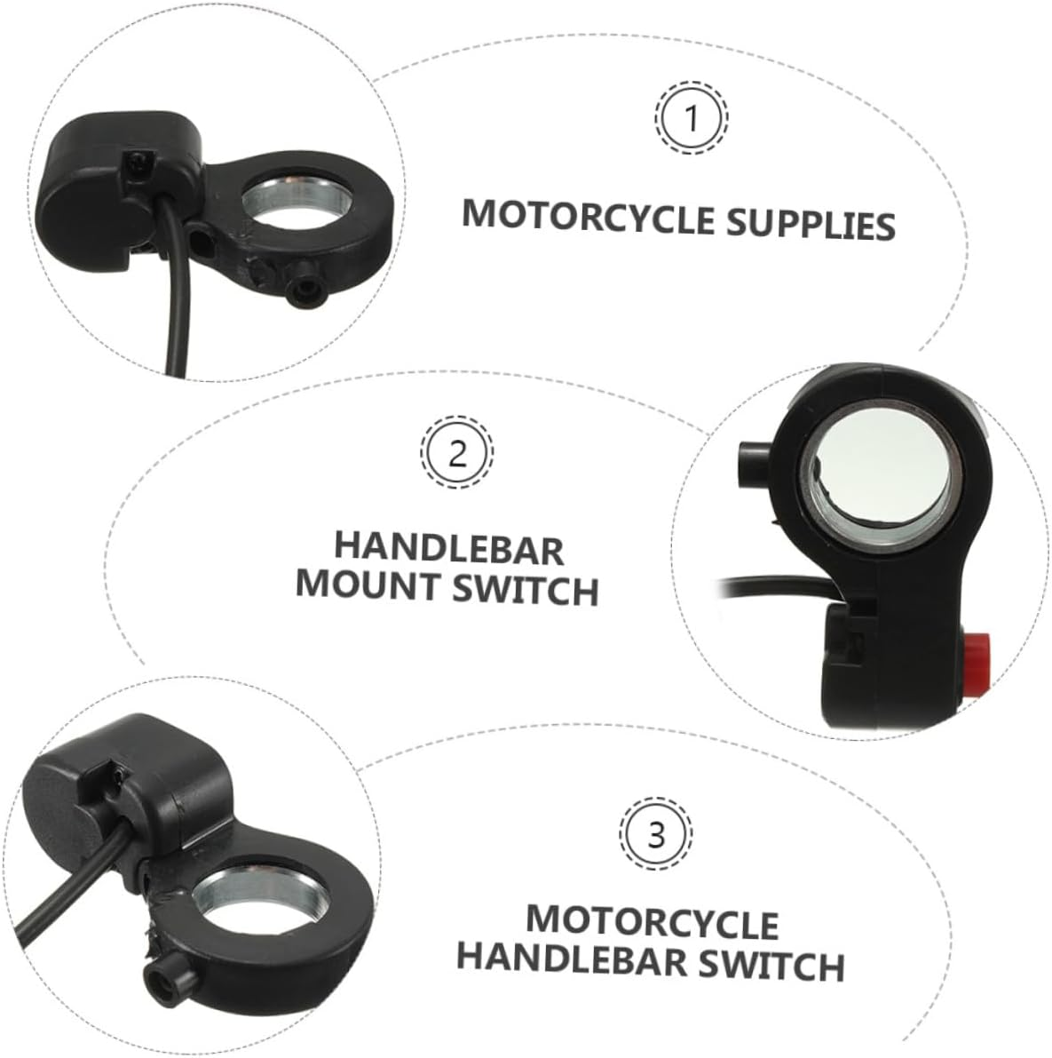SUPVOX Handlebar Horn Switch Motorcycle Horn Button for ATV Electric Bike Control Switch for Motorcycle Parts image number 3