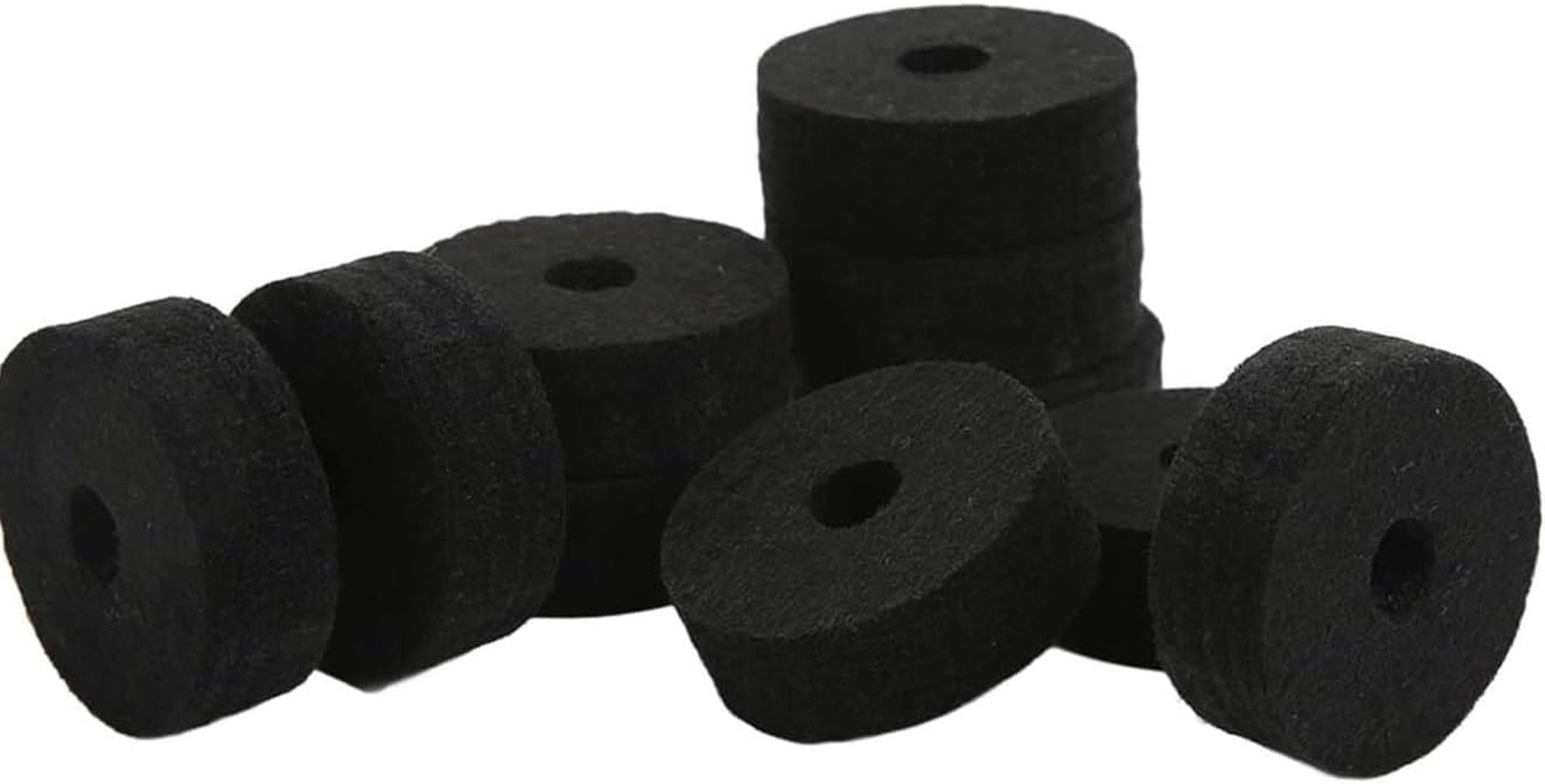 16PCS Cymbal Felt Washers, 3.5Cm Non Slip Felt Pads Cymbal Replacement Accessories for Drum Set Drum Cymbal Felt Pad-Black image number 1