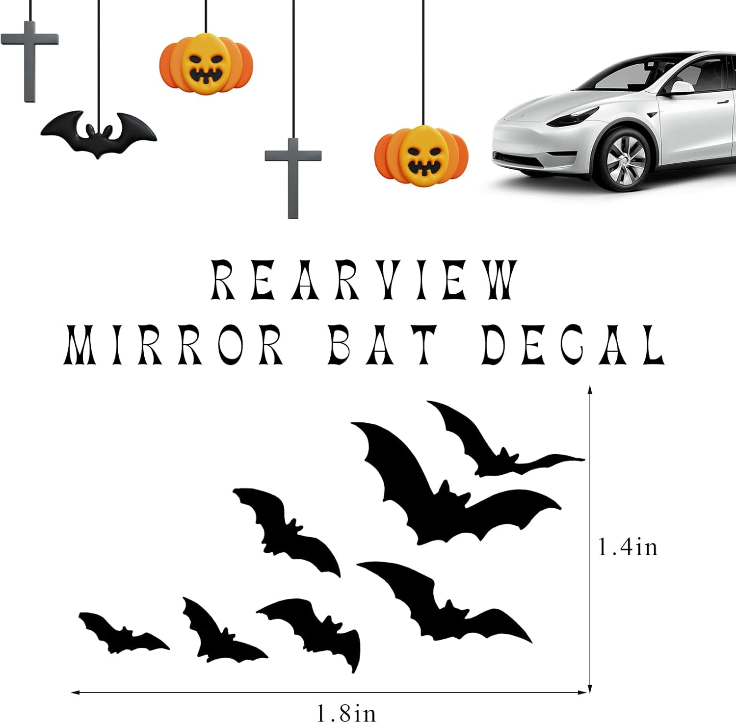 DXNQ Rearview Mirror Halloween Bat Decal, Funny Flying Bats Window Bumper Vinyl Sticker, Spooky Gothic Bats Decal for Car Truck Mirror Laptop, Car Decoration Accessories image number 5