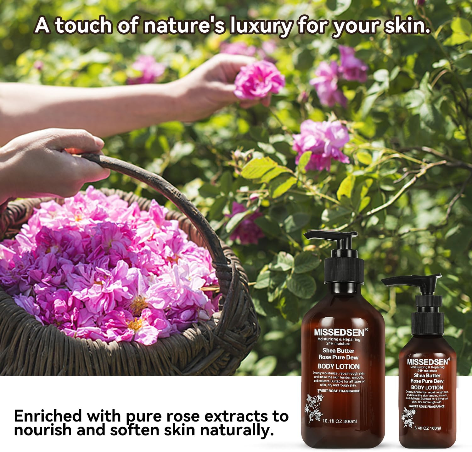 MISSEDSEN Body Lotion for Women, Rose and Shea Butter, Daily Moisturising, 300Ml and 100Ml Travel Size image number 5