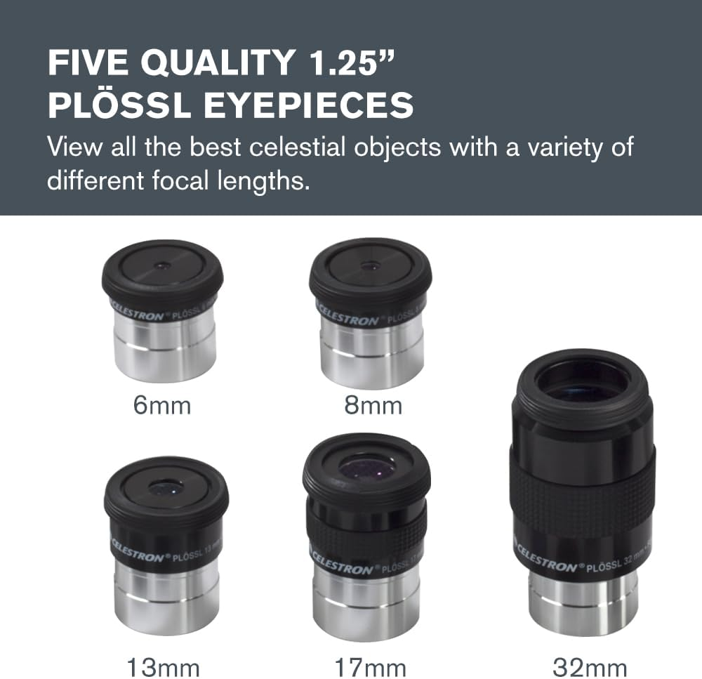 Celestron 94303 1.25 Inch Eyepiece & Filter Kit - Includes 14 Pieces in Metal Foam-Lined Carry Case, Silver image number 1