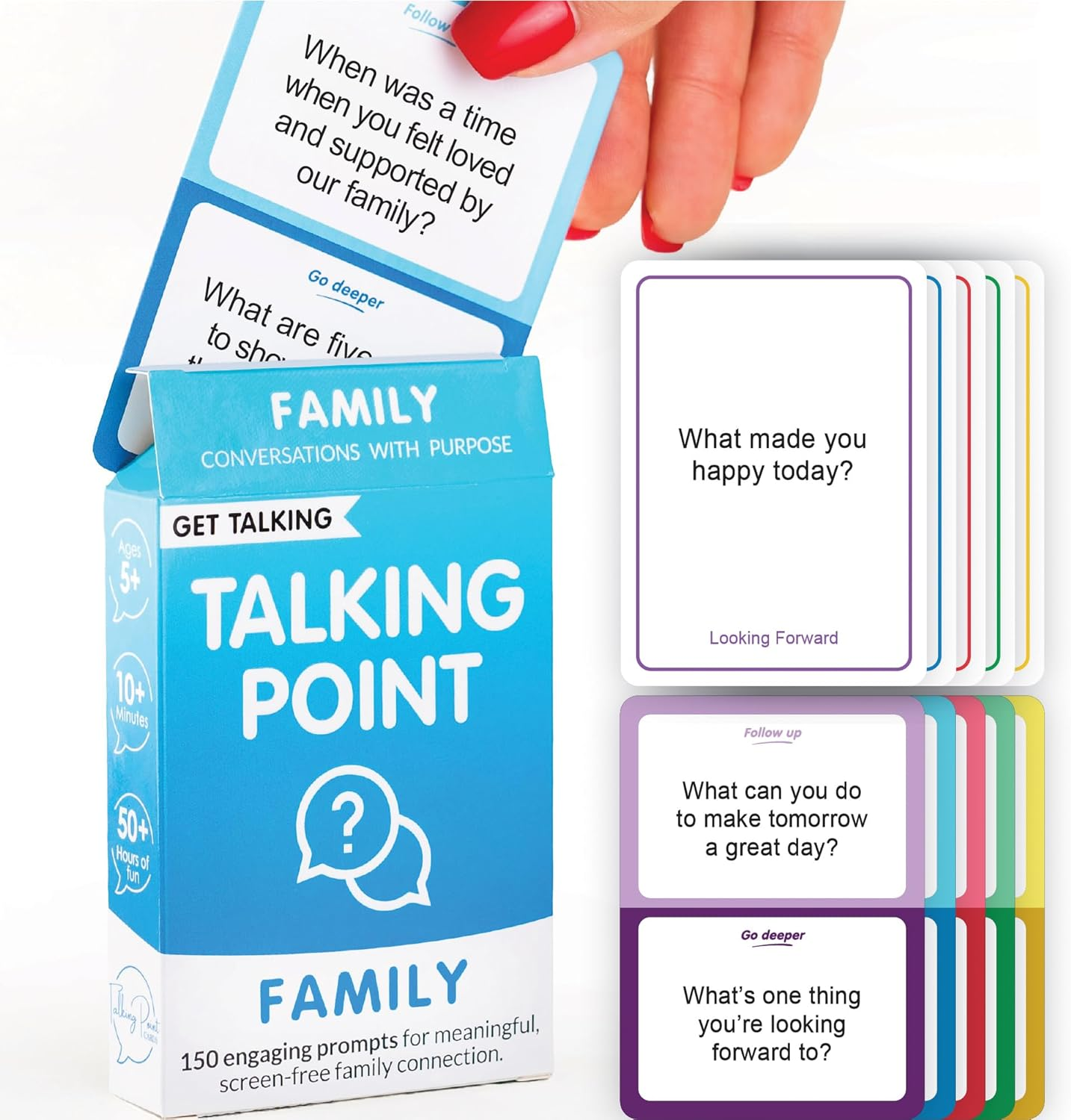 GET Talking: Family - 150 Expert-Written Questions on 50 Conversation Starter Cards for Families - Fun Family Conversation Starter Card Game for Kids and Adults to Enjoy - Have Interesting Fun Talks